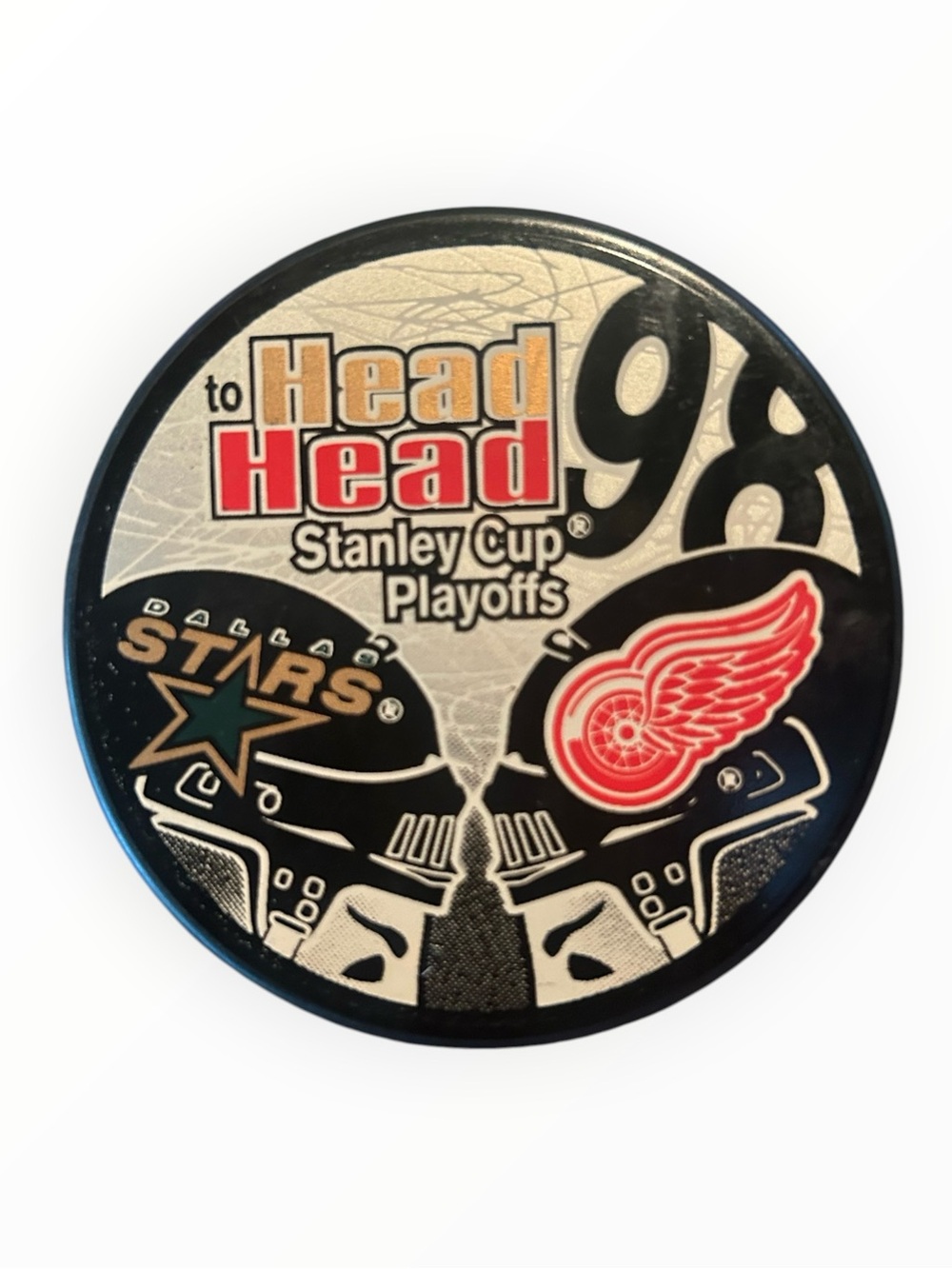 NHL Black and Orange Official Licensed Hockey Puck 1998 Head to Head